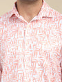 Men'S Poly Satin Lycra Orange Digital Printed Shirt