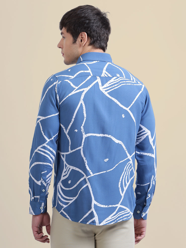 Abstract Printed Premium Shirt For Men'S In Rayon Fabric