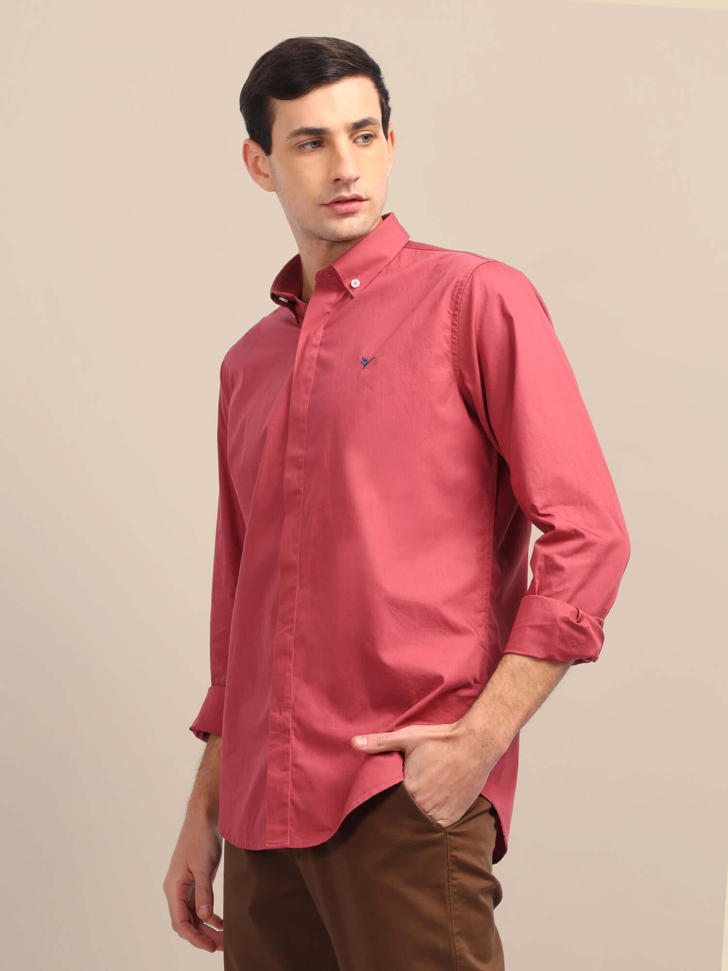 Pink Shirt With Premium Cotton Lycra