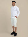 Men'S White Sweatshirt With Shorts Cord Set