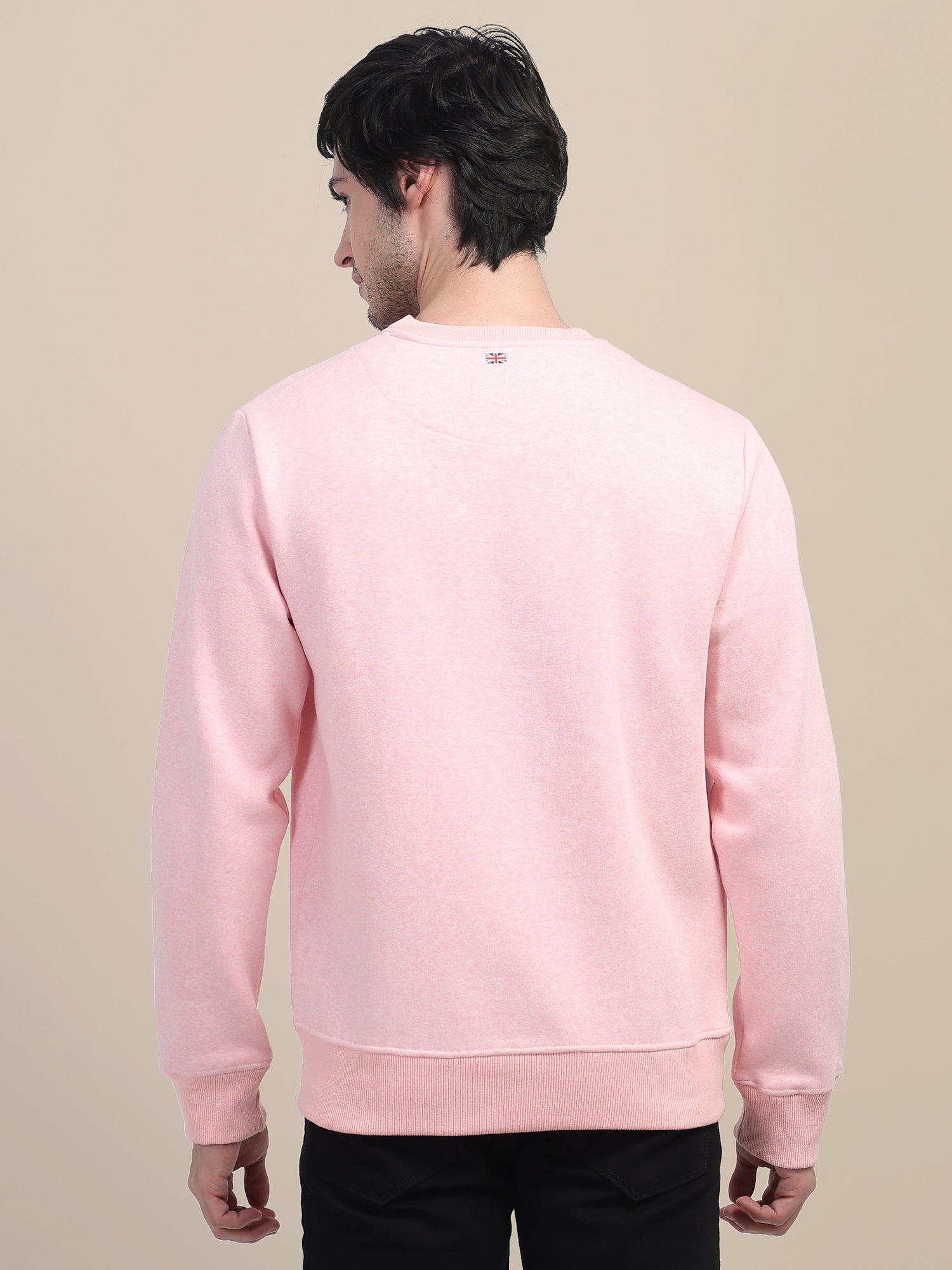AMSWAN MEN'S PINK SOLID COMFORT: PREMIUM COTTON SWEATSHIRT FOR TIMELESS STYLE AND COZY ELEGANCE