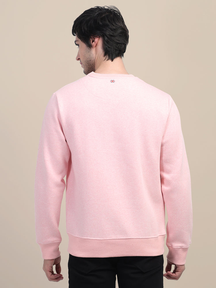 AMSWAN MEN'S PINK SOLID COMFORT: PREMIUM COTTON SWEATSHIRT FOR TIMELESS STYLE AND COZY ELEGANCE