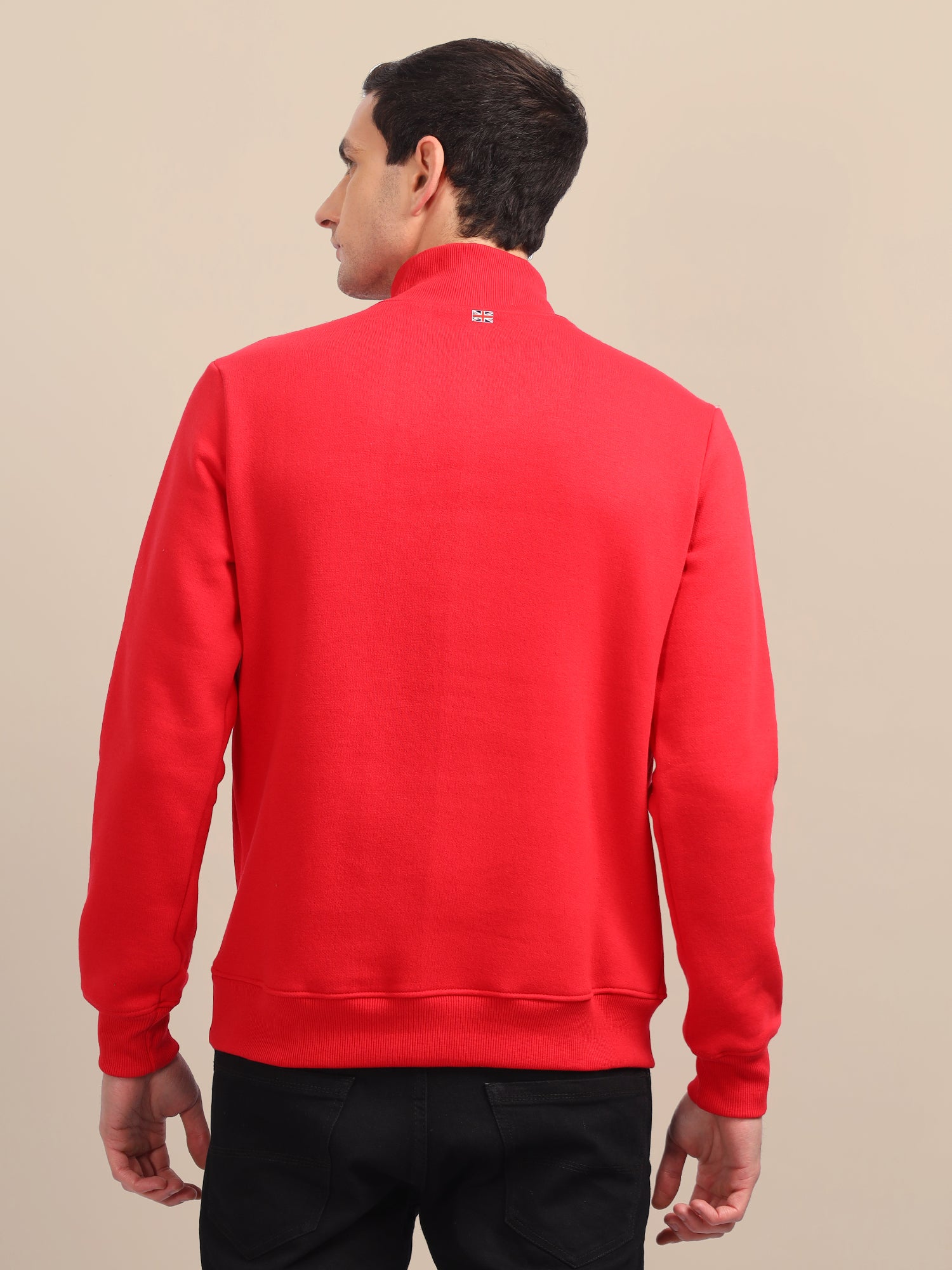 Amswan Men'S Red Solid Half-Zip Sweatshirt