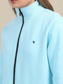 Amswan Premium Cotton Women'S Aqua Zip-Up Sweatshirt