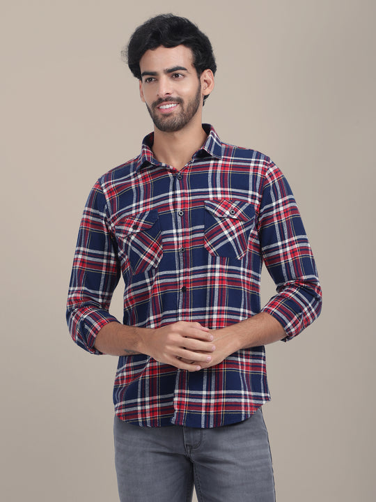 Premium Cotton Flannel Shirt With Spread Collar