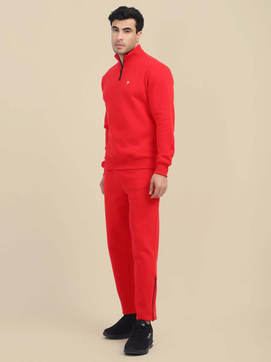 Amswan Men'S Red Cord Set: Half Zipper Sweatshirt & Sweatpants For Ultimate Comfort And Style