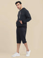 Men'S Black Hoodie With Shorts Cord Set