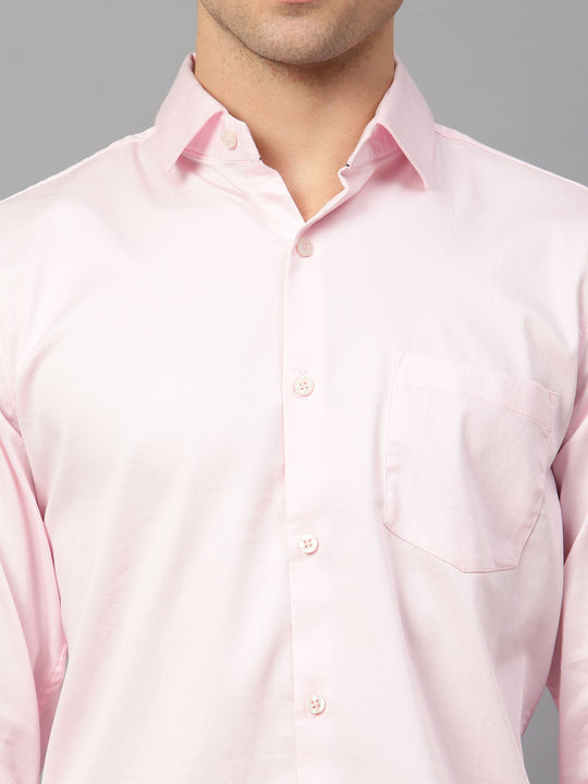 Premium Cotton Lycra Satin Pink Shirt