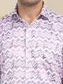 Men'S Poly Satin Lycra Mauve Digital Printed Shirt