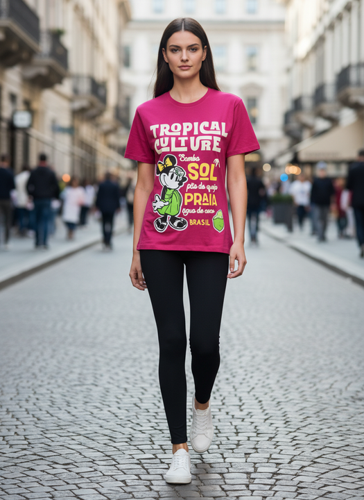 Magenta Tropical Minnie Mouse Oversized T-Shirt