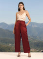 Satin Wide Leg Pants European Fabric  Wine Red Glam Look