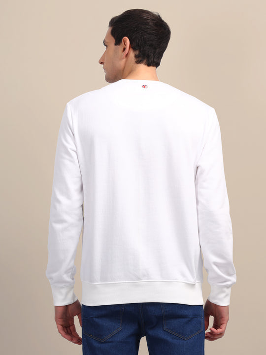 Amswan Men'S White Solid Sweatshirt