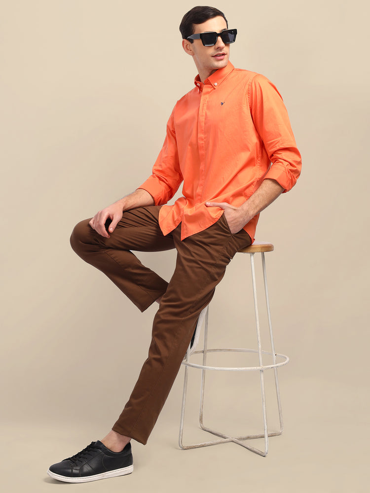 Orange Shirt With Premium Cotton Lycra