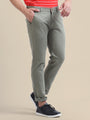 Amswan Men'S Grey Casual Trousers Solid Cotton Lycra Smart Fit