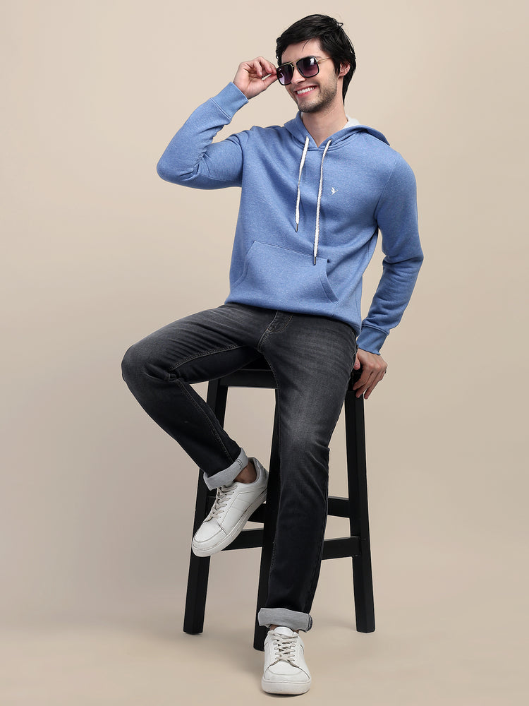 AMSWAN MEN'S BLUE STYLISH AND COMFORT FIT HOODIE