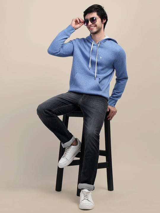 AMSWAN MEN'S BLUE STYLISH AND COMFORT FIT HOODIE