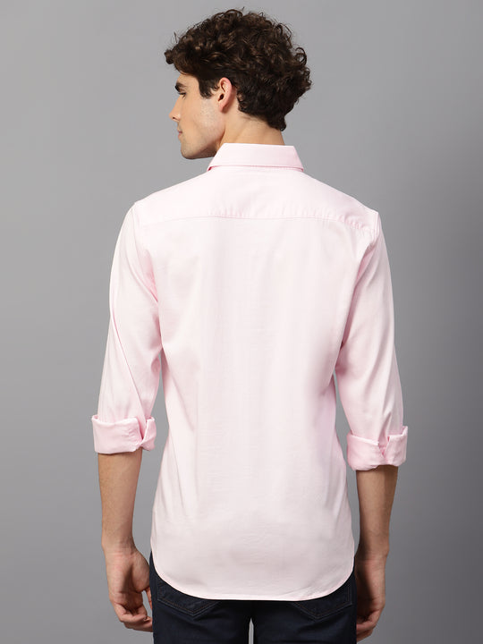 Premium Cotton Lycra Satin Pink Shirt