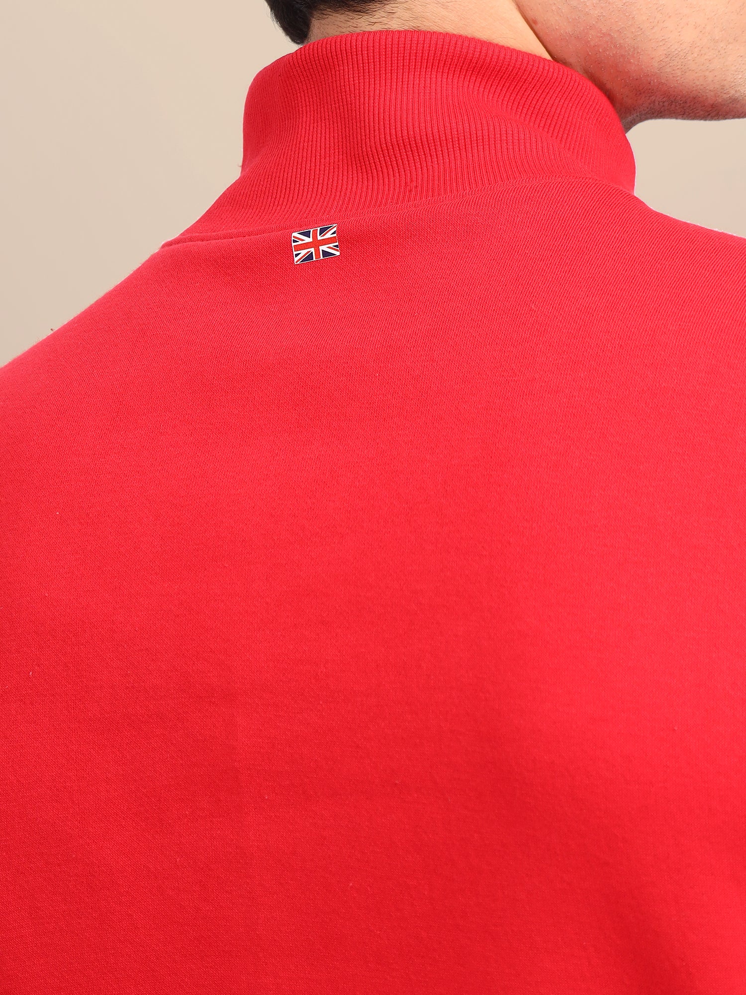 Amswan Men'S Red Solid Half-Zip Sweatshirt