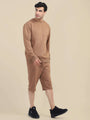 Men'S Brown Sweatshirt With Shorts Cord Set