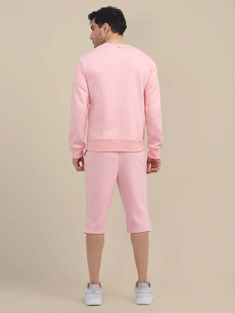 Men'S Pink Sweatshirt With Shorts Cord Set