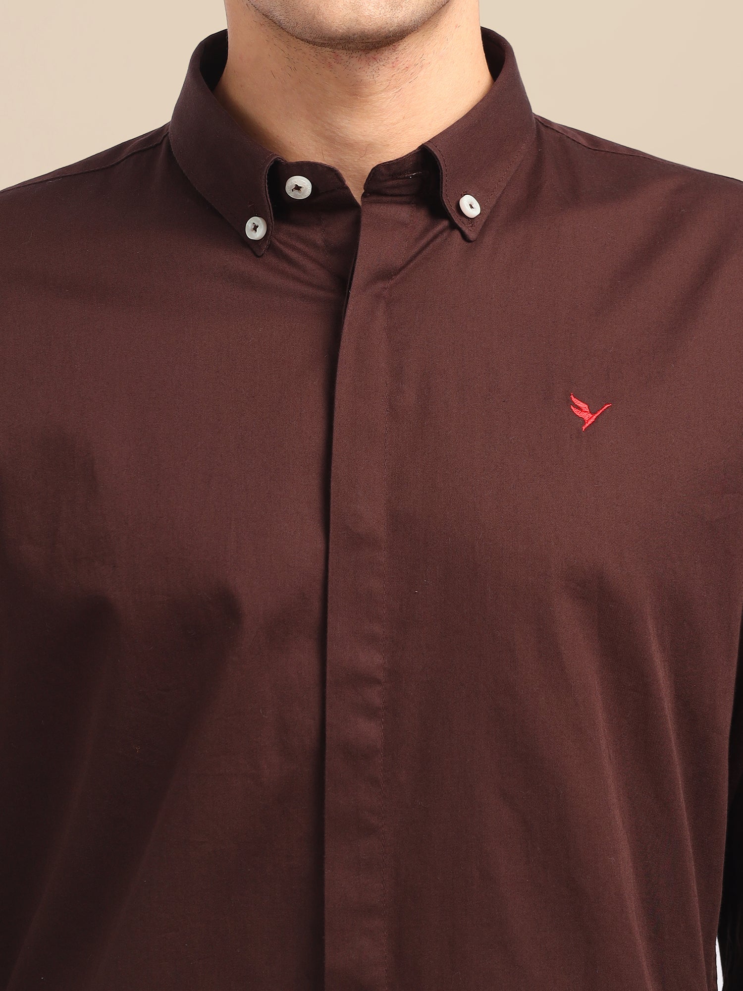 Brown Shirt With Premium Cotton Lycra
