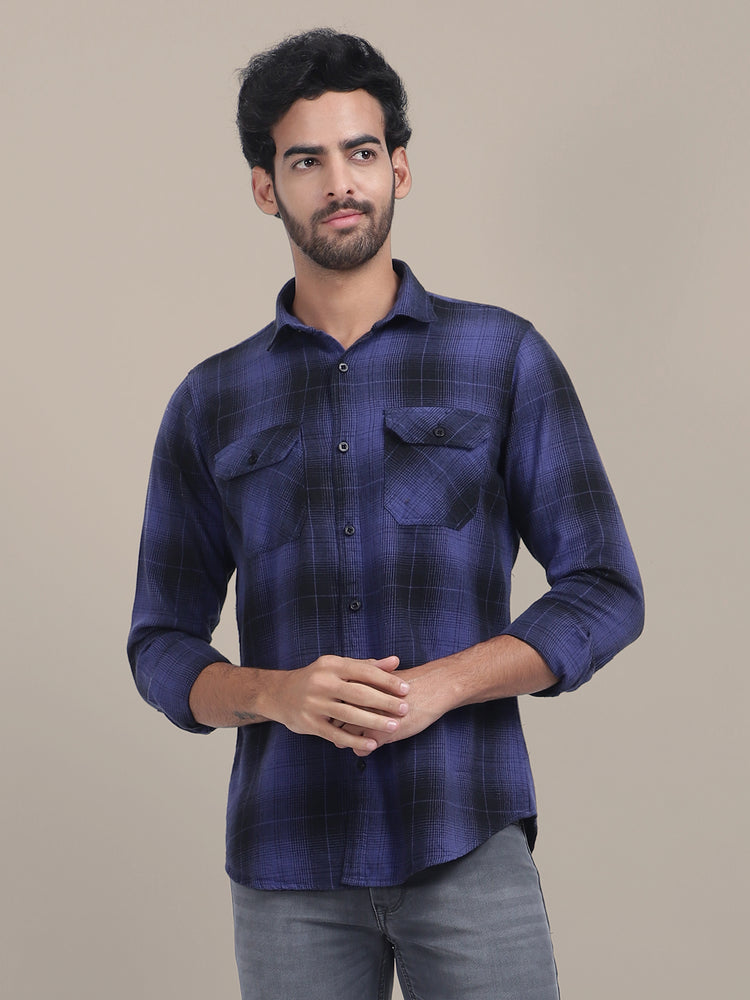 Premium Cotton Flannel Shirt With Plaid Pattern