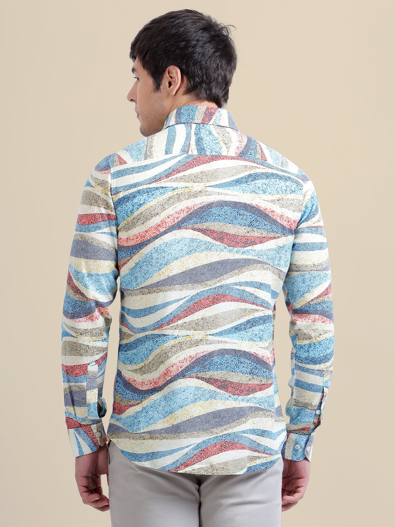 Men'S Premium Rayon Shirt With Self-Design Spread Collar