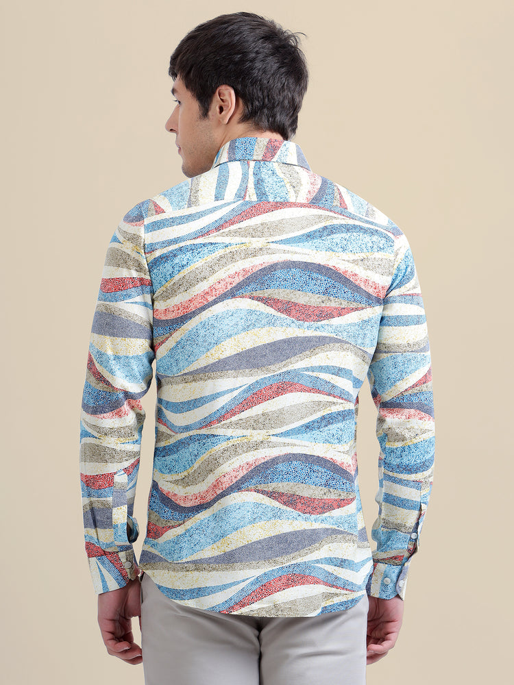 Men'S Premium Rayon Shirt With Self-Design Spread Collar