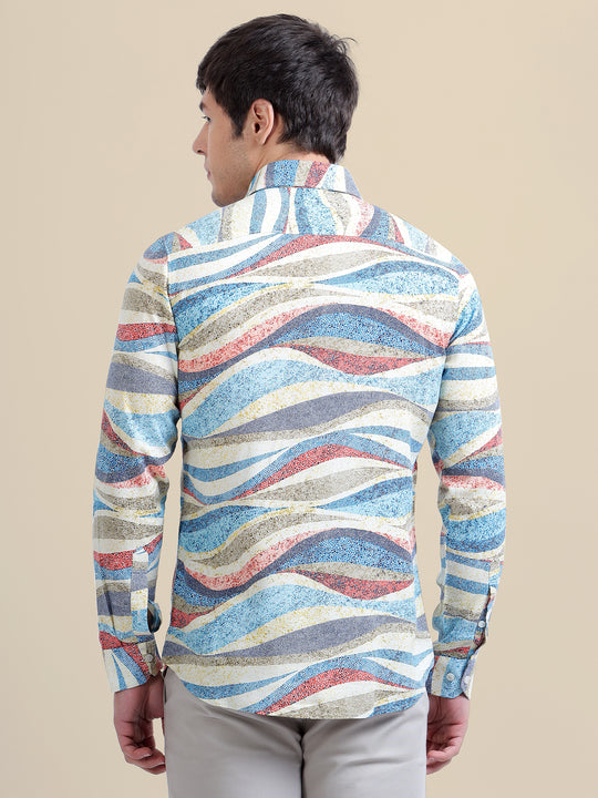 Men'S Premium Rayon Shirt With Self-Design Spread Collar