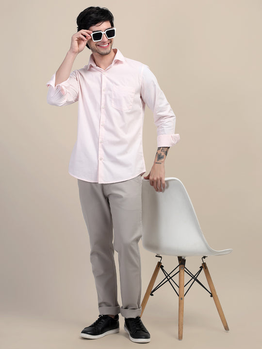 Pink Shirt With Premium Cotton Lycra