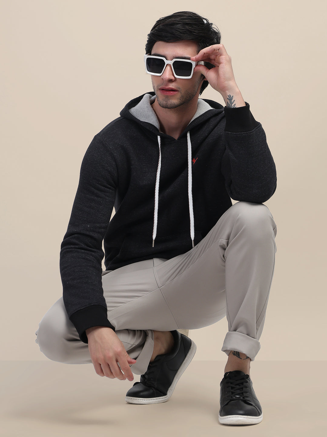 Amswan Men'S Black Stylish And Comfortable Fit Hoodie