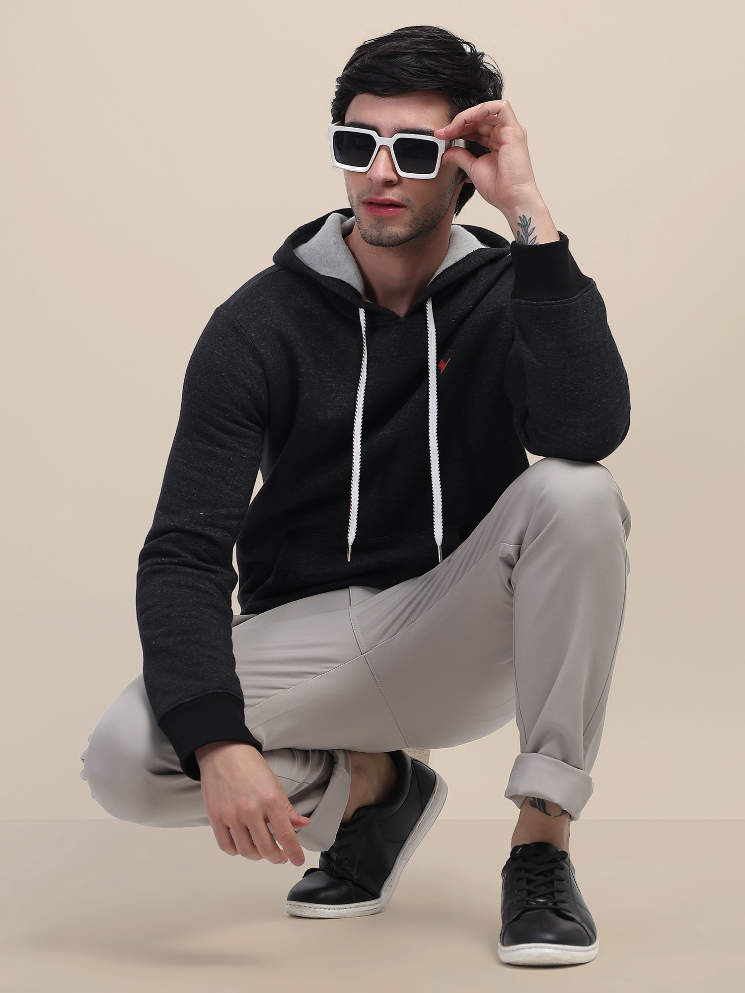 Amswan Men'S Black Stylish And Comfortable Fit Hoodie