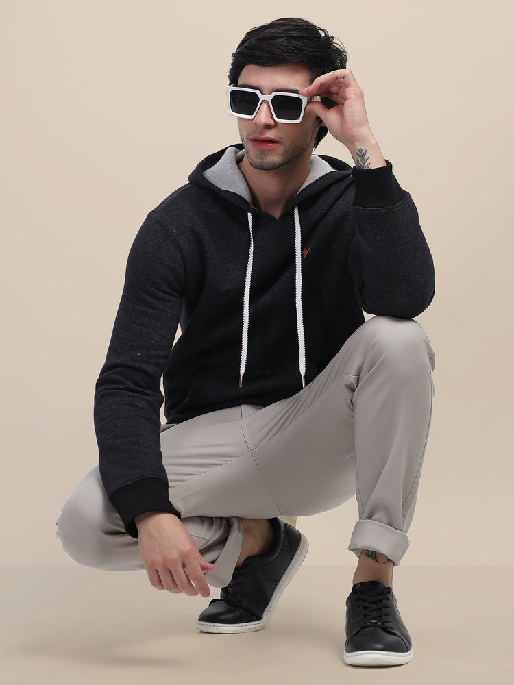 Amswan Men'S Black Stylish And Comfortable Fit Hoodie