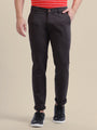 Black Casual Trousers Solid Cotton Lycra Smart Fit