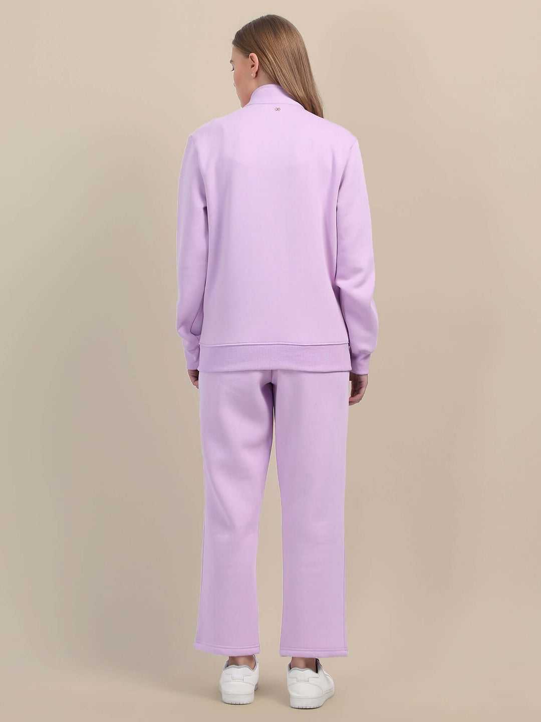 Amswan Premium Cotton Women'S Lilac Zip-Up Sweatshirt