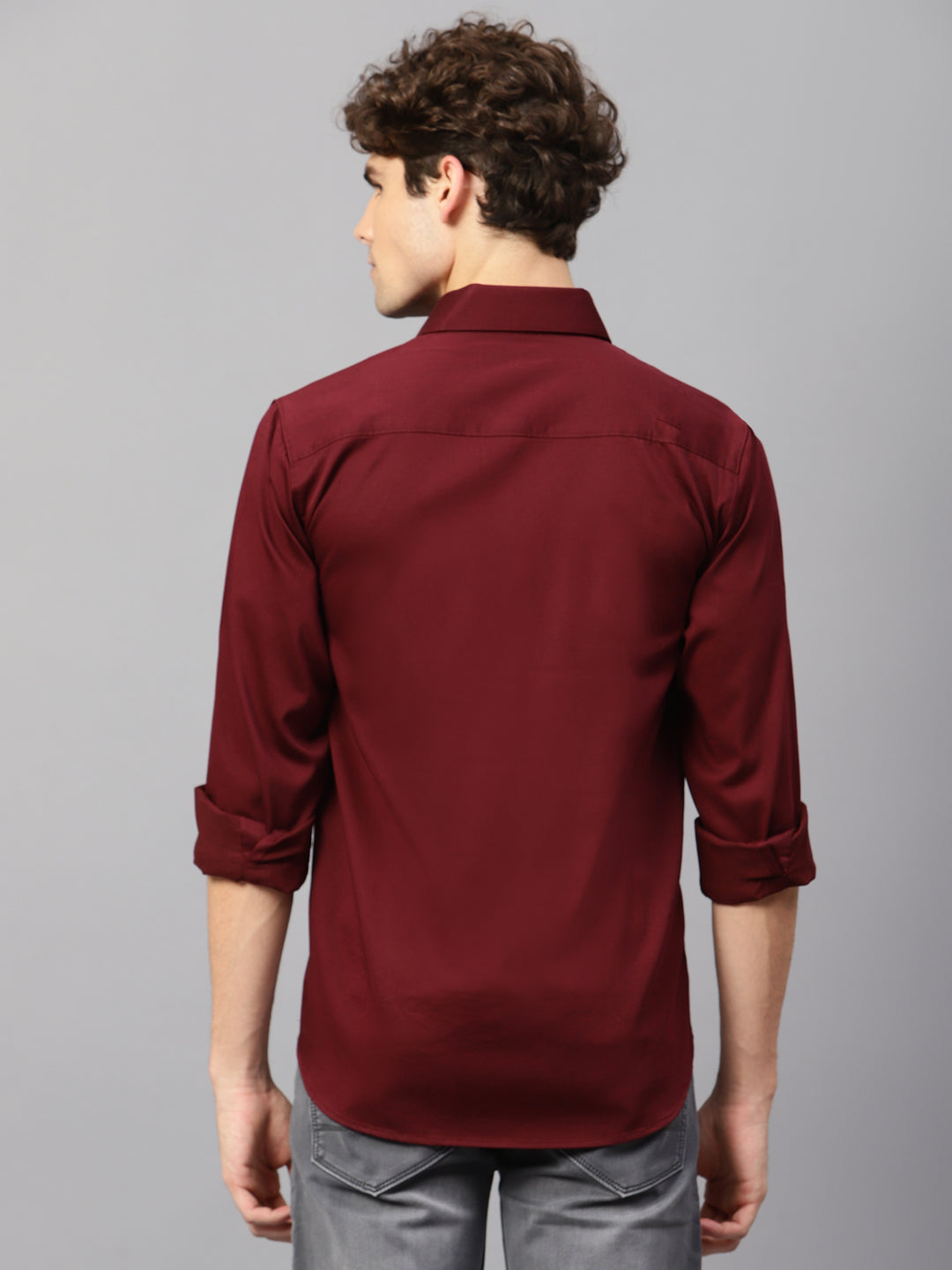 Premium Cotton Lycra Satin Maroon Shirt