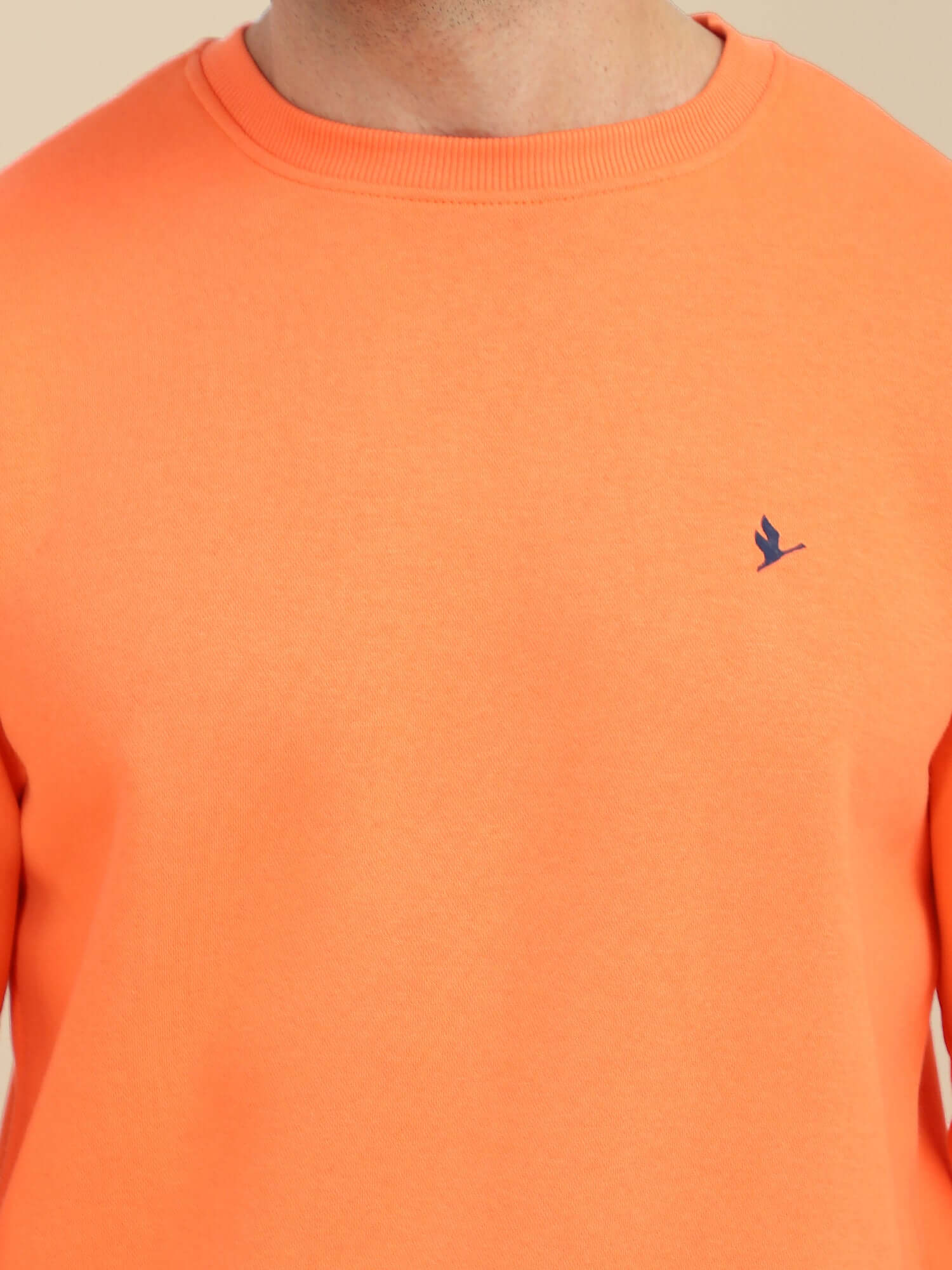 Men'S Orange Sweatshirt With Shorts Cord Set