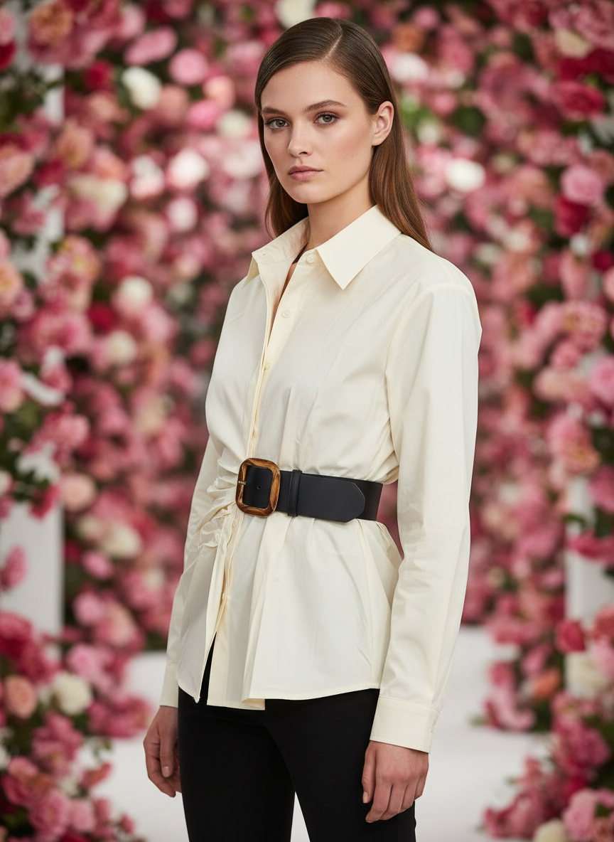 Ivory Grace Belted Women’s Shirt