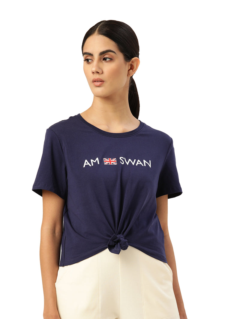 Womens Premium Cotton Lycra Smart Fit Half Sleeve Printed Top