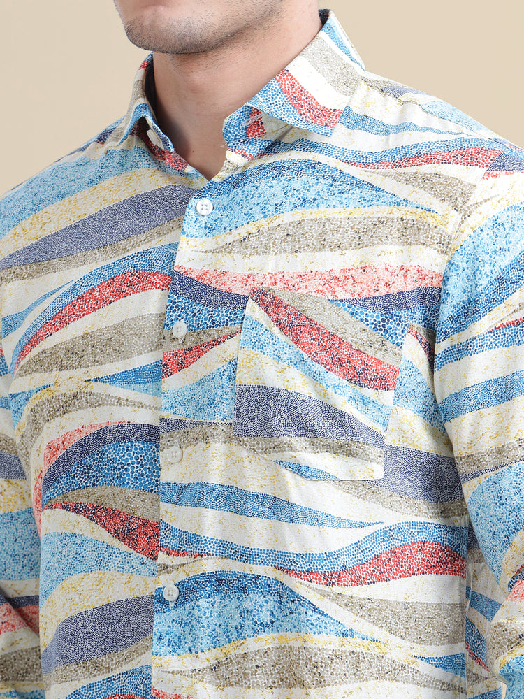 Men'S Premium Rayon Shirt With Self-Design Spread Collar