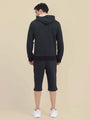 Men'S Black Hoodie With Shorts Cord Set