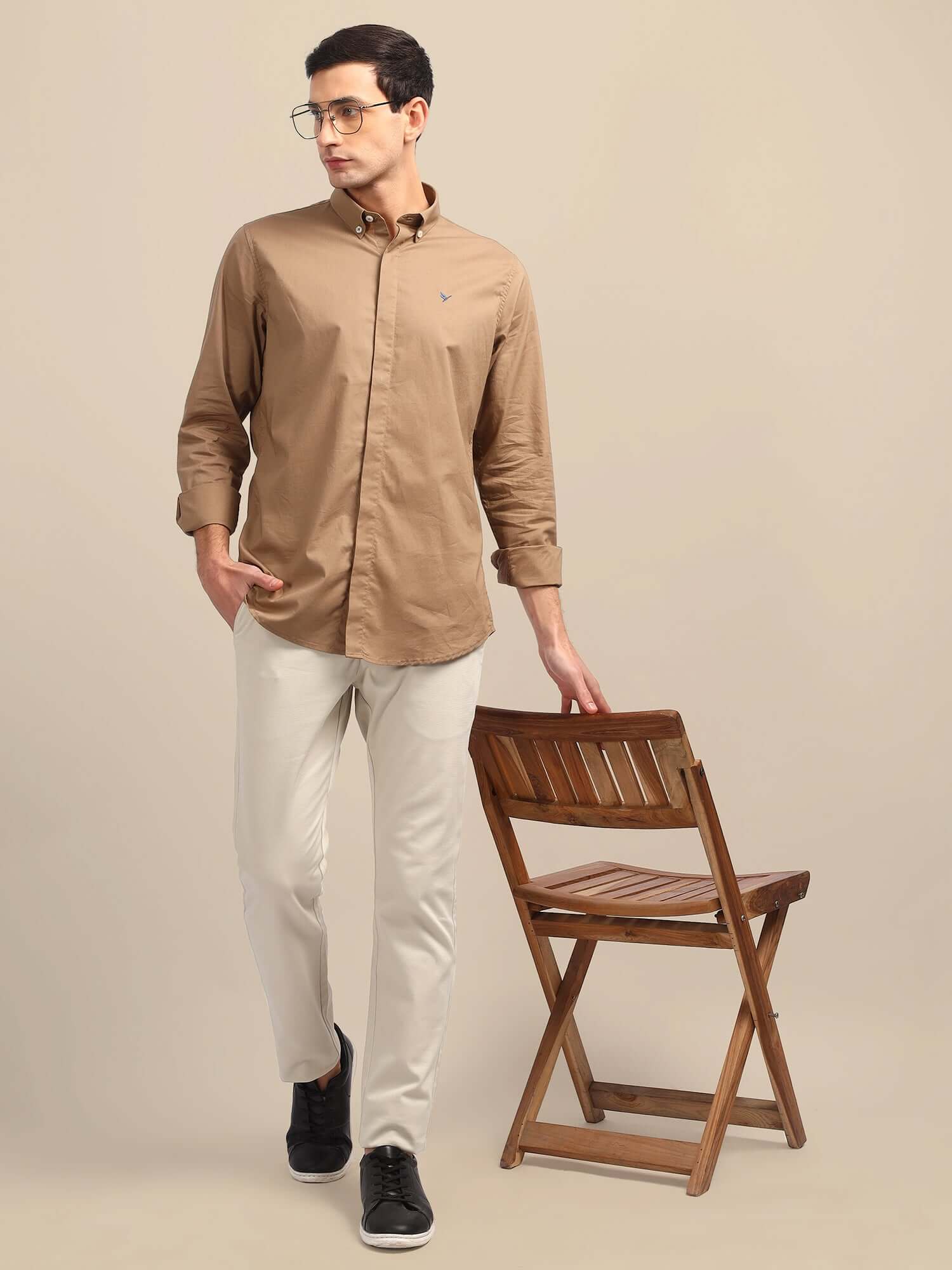Brown Shirt With Premium Cotton Lycra
