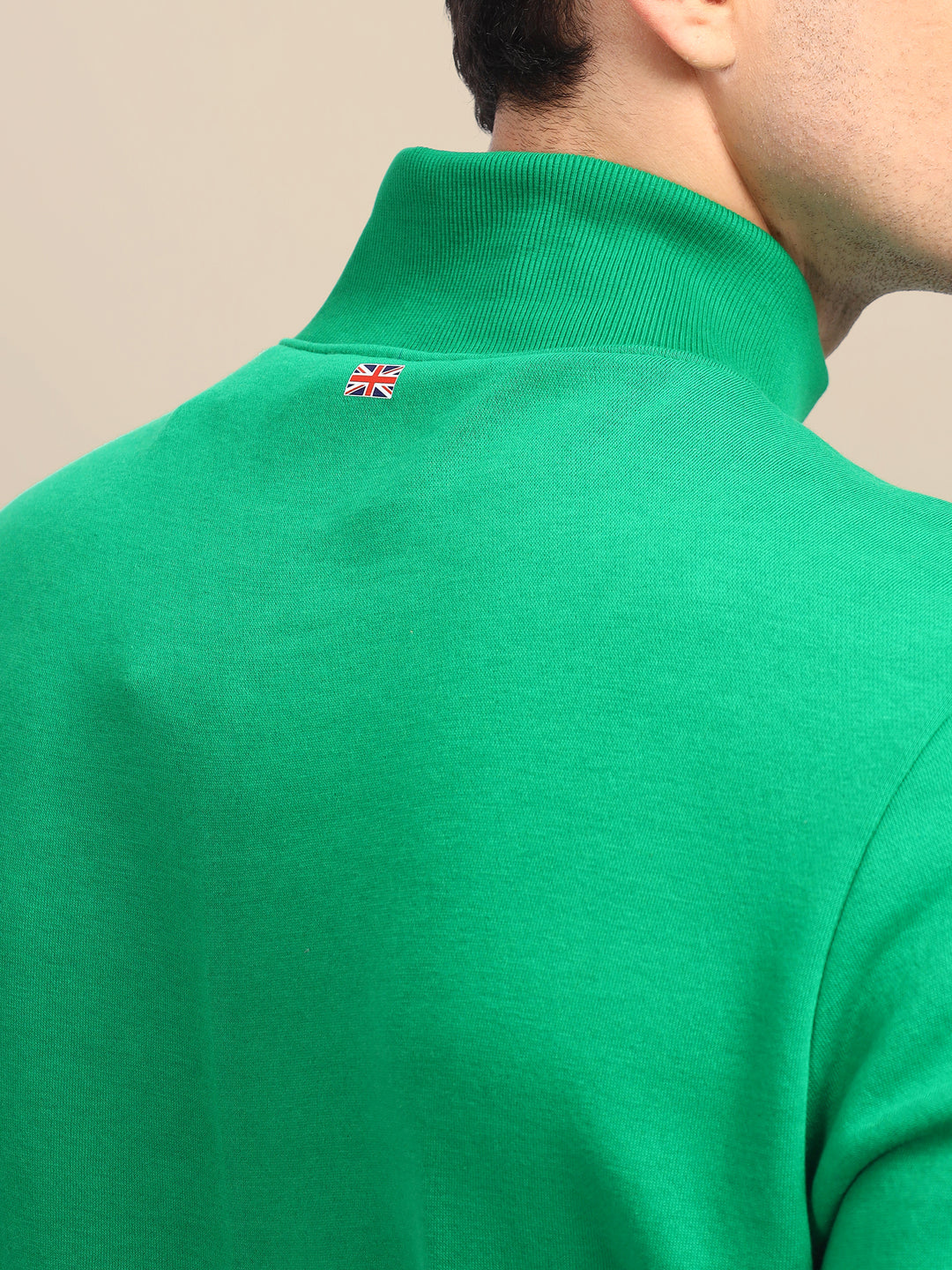 Amswan Men'S Green Solid Half-Zip Sweatshirt