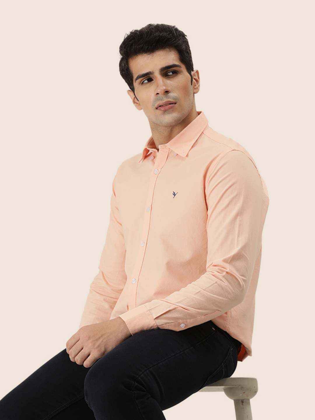 Men'S Premium Cotton Oxford Solid Shirt| Peach