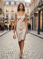 European Satin Rose Sand Dress