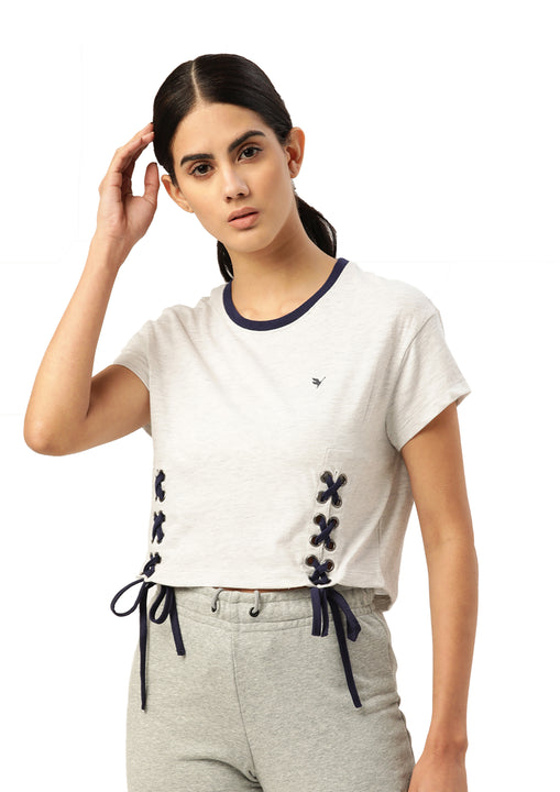 Womens Premium Cotton Lycra Smart Fit Contrast Dori With Eyelet Top