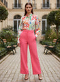 Banana Crepe Hot Pink Straight Fit With Flap Pocket Trouser