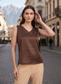 European Satin V Neck Sleeveless Top