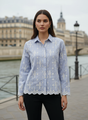 Elegant Aqua Embroidered Women’s Shirt
