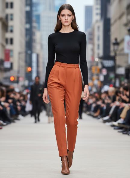 Banana Crepe Peach Skin Fit Multi Pleated Trouser